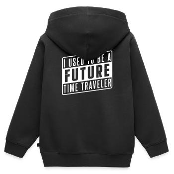 Zeitreisen Zukunft - Kinder Premium Organic Zip Hoodie - Schwarz - Hinten - AI Model Kid Male (0cm)