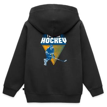 Eishockey - Kinder Premium Organic Zip Hoodie - Schwarz - Hinten - AI Model Kid Male (0cm)