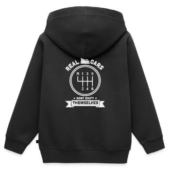 boîte manuelle - Sweat Premium à capuche zippé enfant bio - noir - Dos - AI Model Kid Male (0cm)