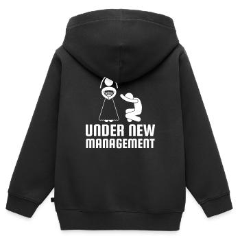 New Management neues Management - Kinder Premium Organic Zip Hoodie - Schwarz - Hinten - AI Model Kid Male (0cm)