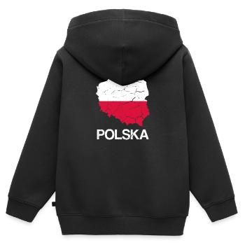 Pologne drapeau polonais polonais - Sweat Premium à capuche zippé enfant bio - noir - Dos - AI Model Kid Male (0cm)