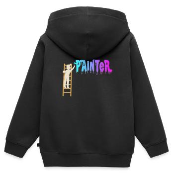 Maler - Kinder Premium Organic Zip Hoodie - Schwarz - Hinten - AI Model Kid Male (0cm)