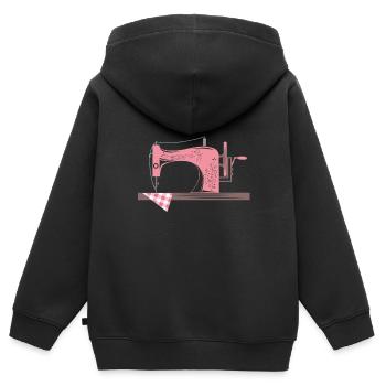 Nähmaschine Sticken und Nähen - Kinder Premium Organic Zip Hoodie - Schwarz - Hinten - AI Model Kid Male (0cm)