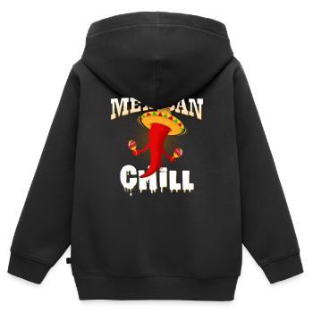 Piment mexicain - Sweat Premium à capuche zippé enfant bio - noir - Dos - AI Model Kid Male (0cm)