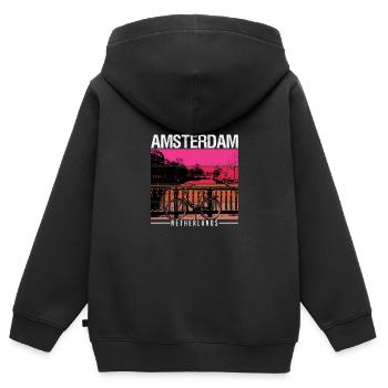 Amsterdam - Sweat Premium à capuche zippé enfant bio - noir - Dos - AI Model Kid Male (0cm)