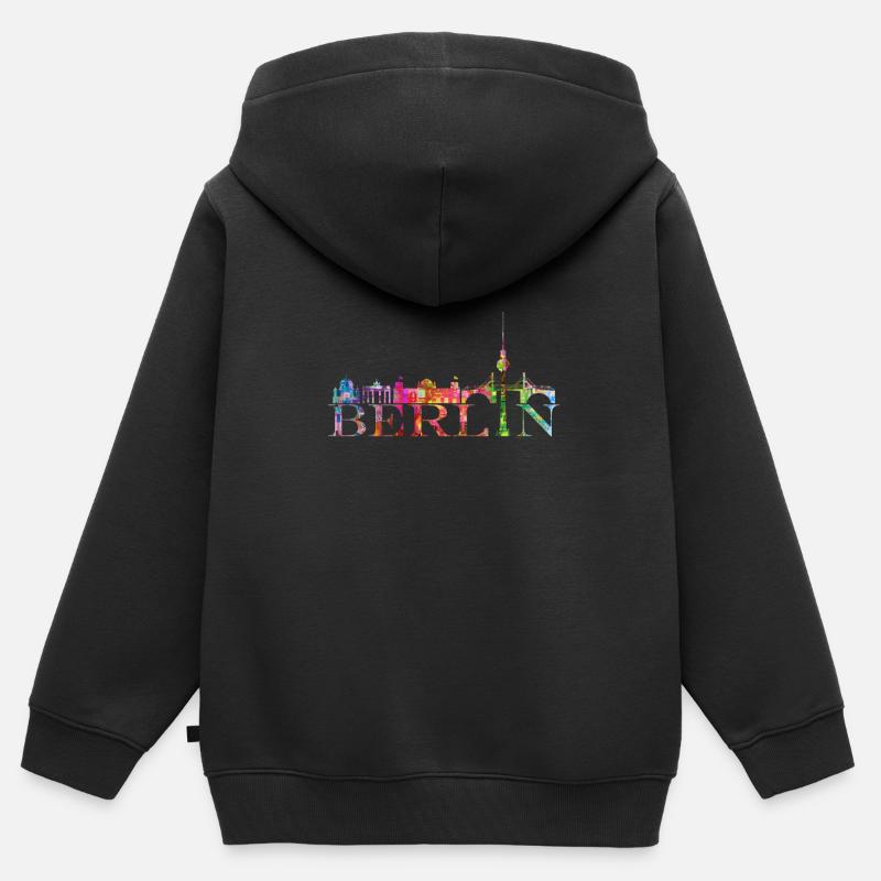 Berlin - Sweat Premium à capuche zippé enfant bio - noir