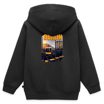 Berlin Bus Bahn Verkehr - Kinder Premium Organic Zip Hoodie - Schwarz - Hinten - AI Model Kid Male (0cm)