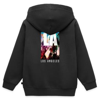 Los Angeles - Kinder Premium Organic Zip Hoodie - Schwarz - Hinten - AI Model Kid Male (0cm)