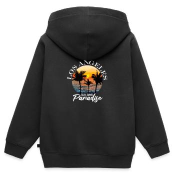 Los Angeles - Kinder Premium Organic Zip Hoodie - Schwarz - Hinten - AI Model Kid Male (0cm)