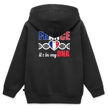 France France ADN - Sweat Premium à capuche zippé enfant bio - noir - Dos - AI Model Kid Male (0cm)