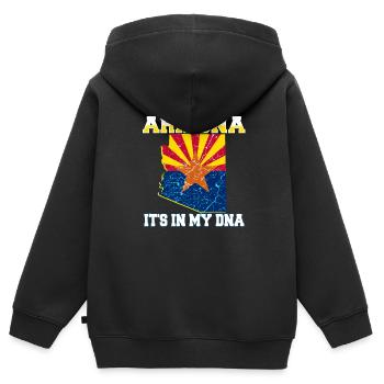 Arizona USA - Kinder Premium Organic Zip Hoodie - Schwarz - Hinten - AI Model Kid Male (0cm)