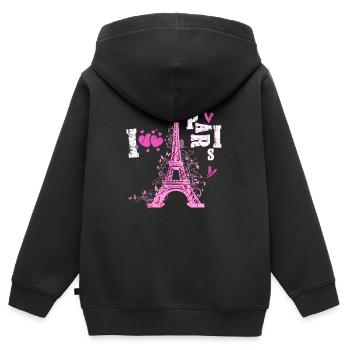 Tour eiffel paris - Sweat Premium à capuche zippé enfant bio - noir - Dos - AI Model Kid Male (0cm)