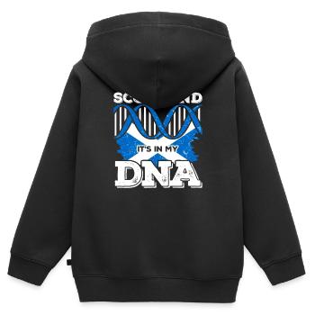 Schottland Schotte DNA - Kinder Premium Organic Zip Hoodie - Schwarz - Hinten - AI Model Kid Male (0cm)