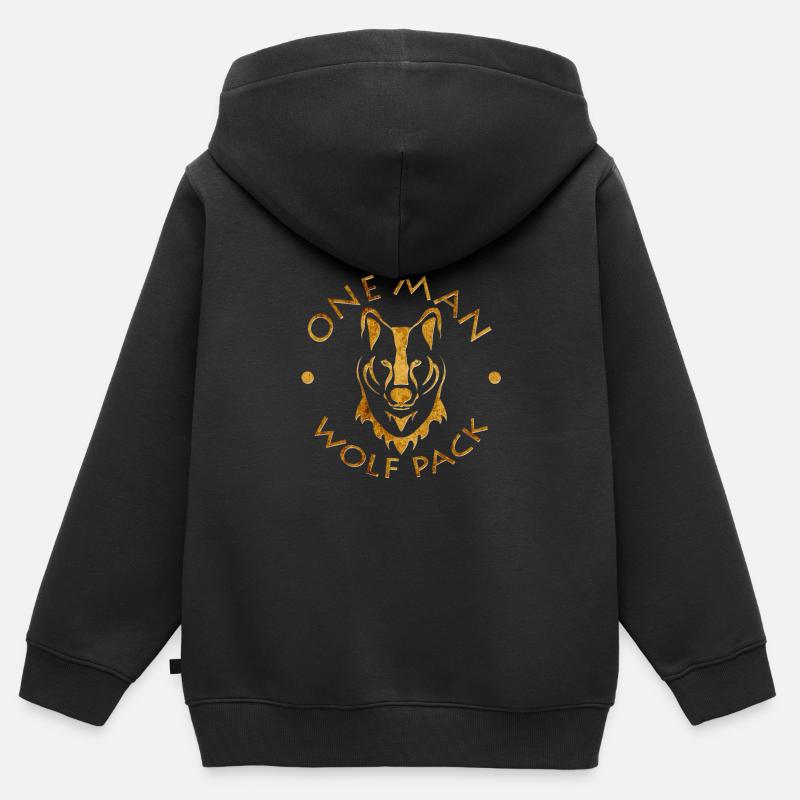 Wolfpack - Kids Premium Organic Zip-up Hoodie - black