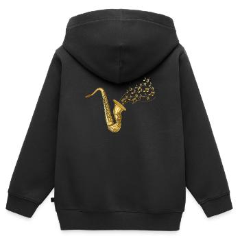 Saxophone instrument - Kids Premium Organic Zip-up Hoodie - black - Back - AI Model Kid Male (0cm)