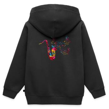 Saxophone musical instrument - Kids Premium Organic Zip-up Hoodie - black - Back - AI Model Kid Male (0cm)