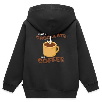 Chocolat chaud - Sweat Premium à capuche zippé enfant bio - noir - Dos - AI Model Kid Male (0cm)