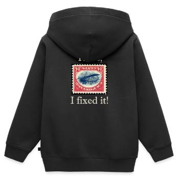 Collection de timbres - Sweat Premium à capuche zippé enfant bio - noir - Dos - AI Model Kid Male (0cm)