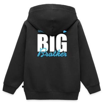 Big Brother Big Brother look de partenaire T-Shirt - Sweat Premium à capuche zippé enfant bio - noir - Dos - AI Model Kid Male (0cm)