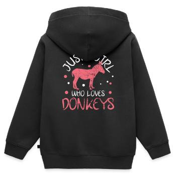 Esel Esel Esel - Kinder Premium Organic Zip Hoodie - Schwarz - Hinten - AI Model Kid Male (0cm)