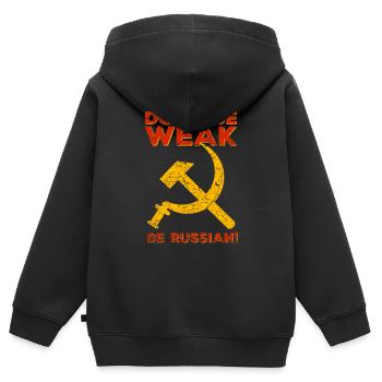 Russie Russie Union soviétique faucille - Sweat Premium à capuche zippé enfant bio - noir - Dos - AI Model Kid Male (0cm)