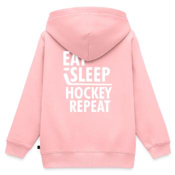 Mangez le sommeil t-shirt Répétez le hockey T-shirt joueurs de hockey - Sweat Premium à capuche zippé enfant bio - rose - Dos - AI Model Kid Female (0cm)