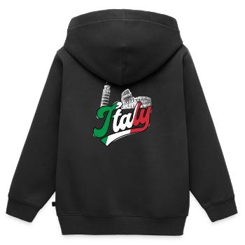 Italie Colisée Ardoise Tour De Pise - Sweat Premium à capuche zippé enfant bio - noir - Dos - AI Model Kid Male (0cm)