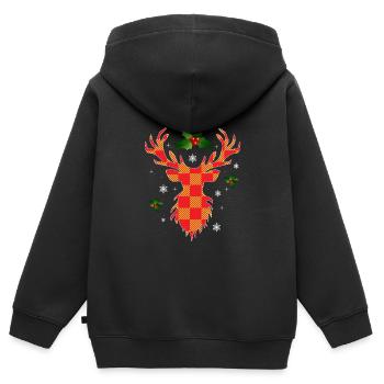 Rentier - Karo - Kinder Premium Organic Zip Hoodie - Schwarz - Hinten - AI Model Kid Male (0cm)