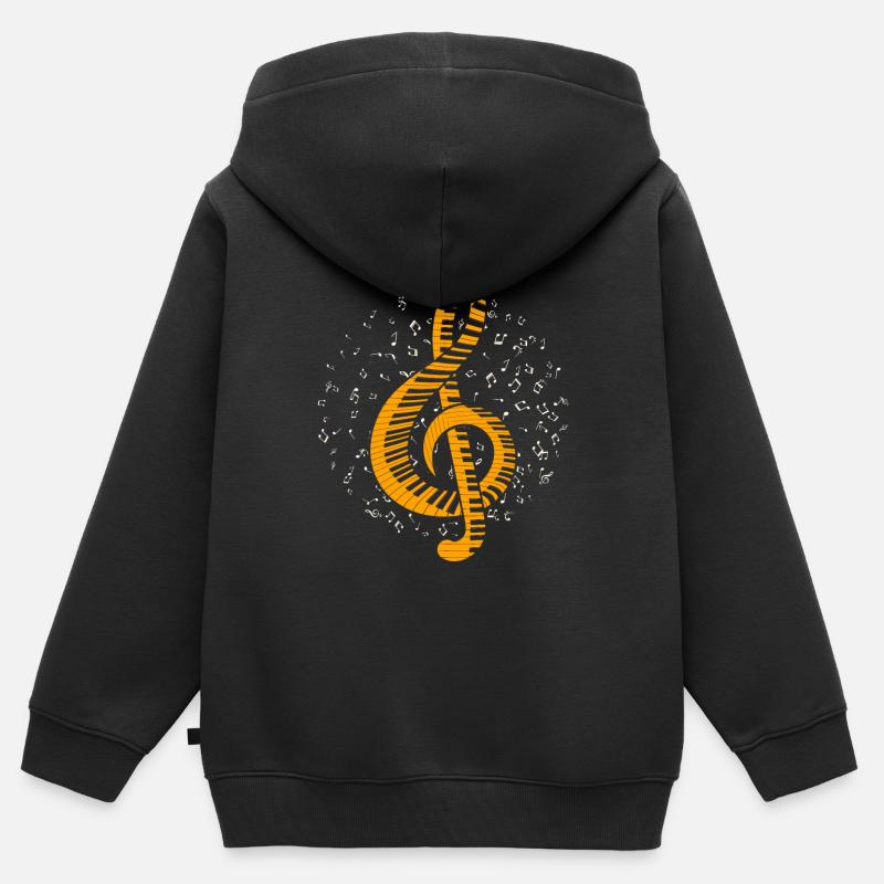 piano - Sweat Premium à capuche zippé enfant bio - noir
