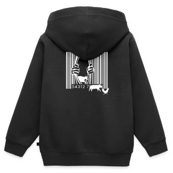 Tierschutz Geschenk - Kinder Premium Organic Zip Hoodie - Schwarz - Hinten - AI Model Kid Male (0cm)