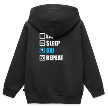 Ski Ski Ski Ski Ski Ski Berg - Sweat Premium à capuche zippé enfant bio - noir - Dos - AI Model Kid Male (0cm)