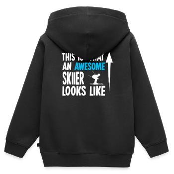 Ski Ski Ski Ski Ski Ski Berg - Sweat Premium à capuche zippé enfant bio - noir - Dos - AI Model Kid Male (0cm)