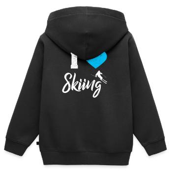 Ski Ski Ski Ski Ski Ski Berg - Sweat Premium à capuche zippé enfant bio - noir - Dos - AI Model Kid Male (0cm)