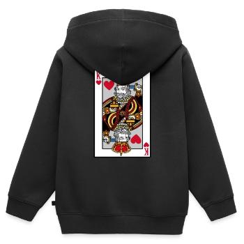 T-shirt Coeur Roi du Blackjack, Argent de Poker - Sweat Premium à capuche zippé enfant bio - noir - Dos - AI Model Kid Male (0cm)