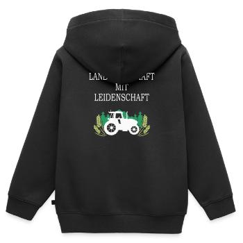 Landwirtschaft mit Leidenschaft - Kinder Premium Organic Zip Hoodie - Schwarz - Hinten - AI Model Kid Male (0cm)