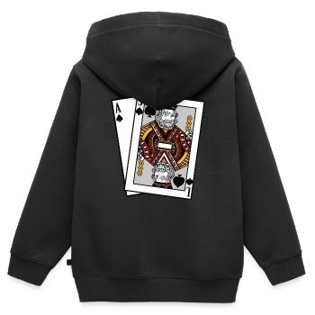 Blackjack Pik Ass Bube T-Shirt Karten Poker Geld - Kinder Premium Organic Zip Hoodie - Schwarz - Hinten - AI Model Kid Male (0cm)