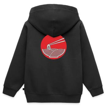 Spécialité Ramen - Sweat Premium à capuche zippé enfant bio - noir - Dos - AI Model Kid Male (0cm)
