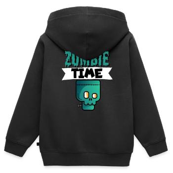 Heure des zombies - Sweat Premium à capuche zippé enfant bio - noir - Dos - AI Model Kid Male (0cm)
