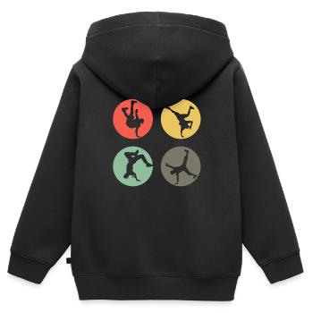 Rétro Breakdance Bboying Gift I Breakdance - Sweat Premium à capuche zippé enfant bio - noir - Dos - AI Model Kid Male (0cm)