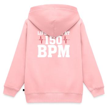 BPM Hardstyle Rave Techno Spruch Geschenk - Kinder Premium Organic Zip Hoodie - Rosa - Hinten - AI Model Kid Female (0cm)