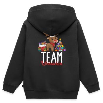 Team Weihnachten Rentier Weihnachtsmarkt Geschenke - Kinder Premium Organic Zip Hoodie - Schwarz - Hinten - AI Model Kid Male (0cm)