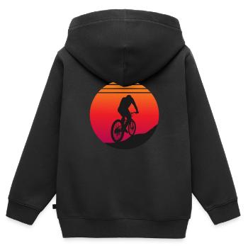 Mountainbike - Sunset - Kinder Premium Organic Zip Hoodie - Schwarz - Hinten - AI Model Kid Male (0cm)
