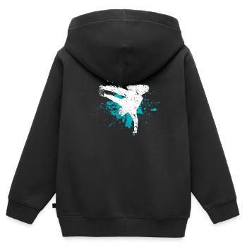 Breakdance - Sweat Premium à capuche zippé enfant bio - noir - Dos - AI Model Kid Male (0cm)