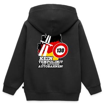 KEIN TEMPOLIMIT AUF DEUTSCHEN AUTOBAHNEN Geschenk - Kinder Premium Organic Zip Hoodie - Schwarz - Hinten - AI Model Kid Male (0cm)