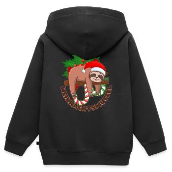 CHRISTMAS MUFFLE with funny sloth Christmas - Kids Premium Organic Zip-up Hoodie - black - Back - AI Model Kid Male (0cm)