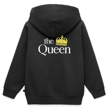 Partnerlook The King Queen Geschenk - Kinder Premium Organic Zip Hoodie - Schwarz - Hinten - AI Model Kid Male (0cm)