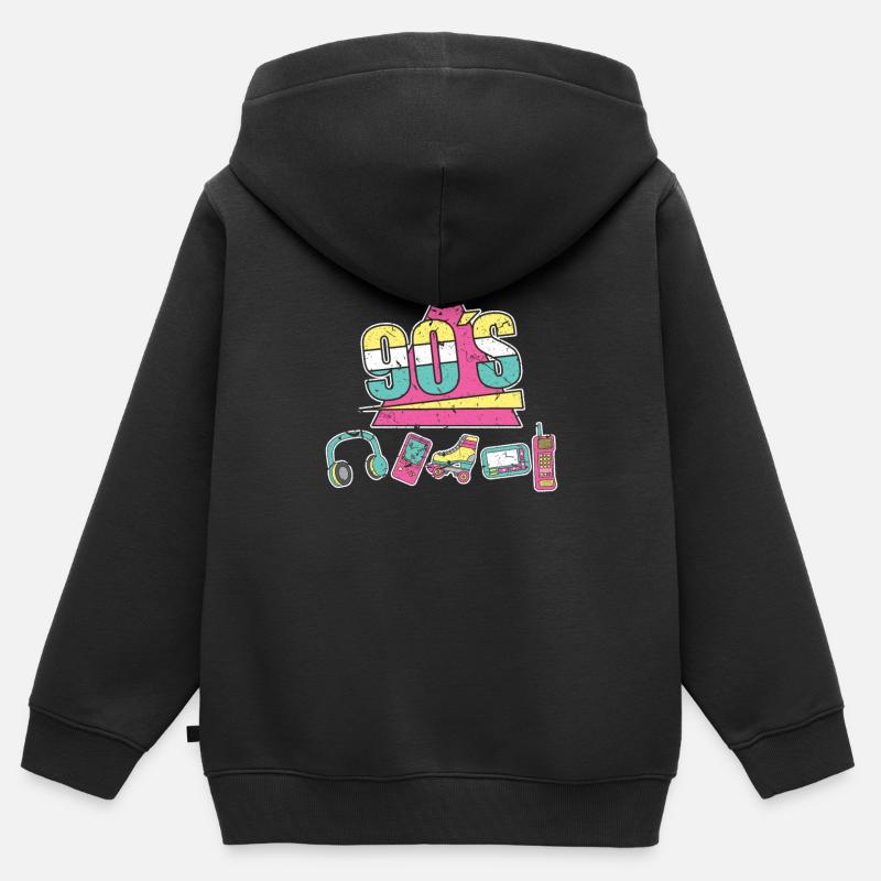90 - Sweat Premium à capuche zippé enfant bio - noir
