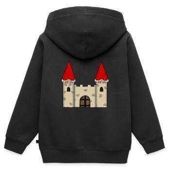 Ritterburg Mittelalter Ritter Festung Schloss - Kinder Premium Organic Zip Hoodie - Schwarz - Hinten - AI Model Kid Male (0cm)