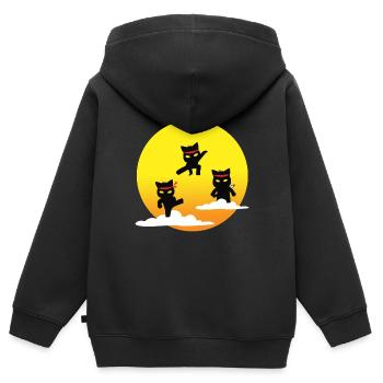 Ninja cats - Kids Premium Organic Zip-up Hoodie - black - Back - AI Model Kid Male (0cm)