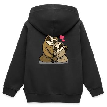 Aimer paresse aimer paresse - Sweat Premium à capuche zippé enfant bio - noir - Dos - AI Model Kid Male (0cm)